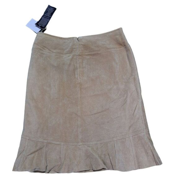 Moda International Women's Trumpet Tan Suede Leather Skirt Sz 8 - Picture 7 of 8